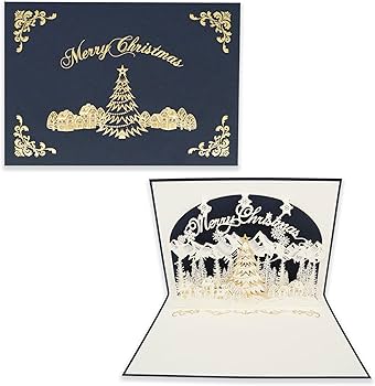 Amazon | 日本 製 立体 クリスマス カード 山並み リーフ ワーク